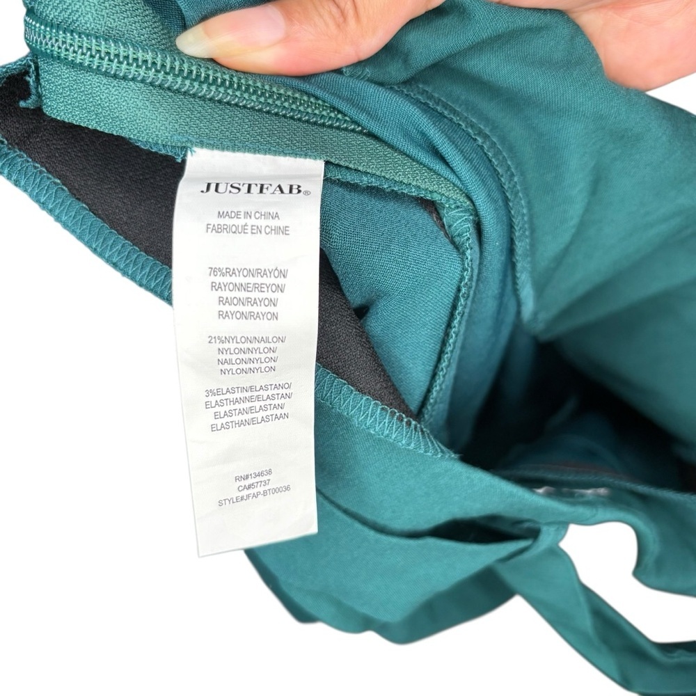JustFab Dark Green/Teal High-Waist Paperbag Pants | Size XL | NWT - Picture 9 of 10